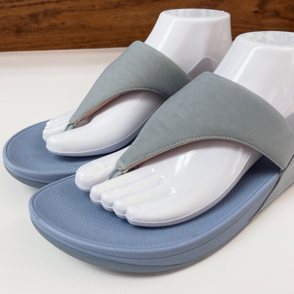 FitFlop Lulu Pale Blue Toe Post Wedge Sandal Size 9 - Picture 3 of 10